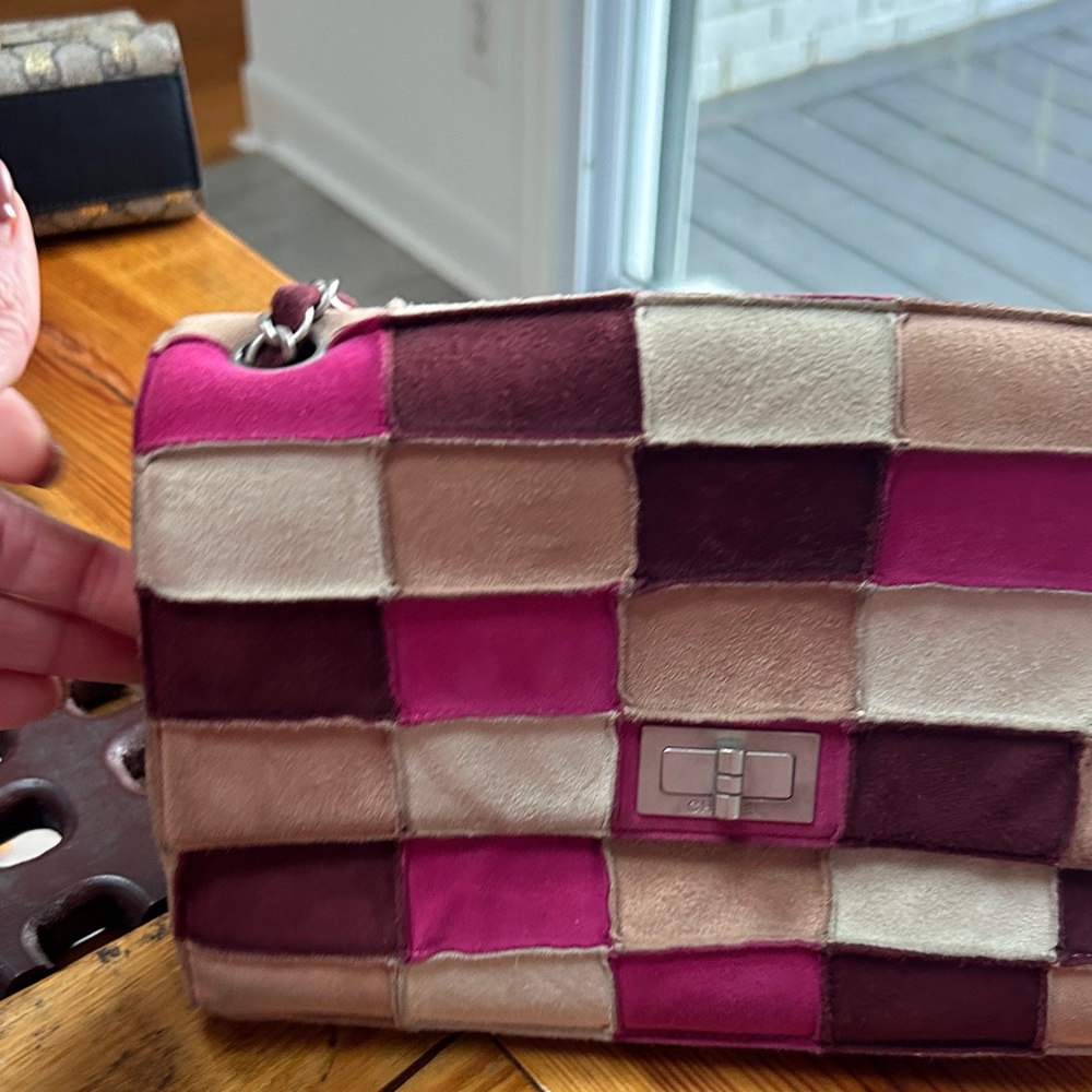 Chanel Suede Patchwork Shoulder Bag - Pink And Br… - image 2